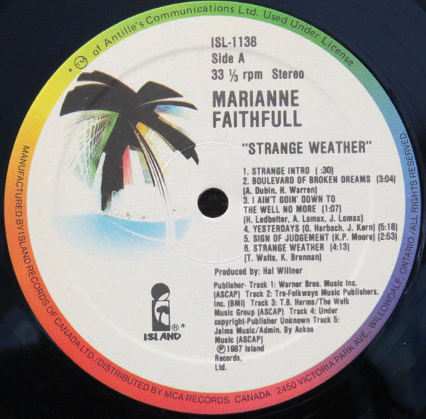 Marianne Faithfull : Strange Weather (LP, Album, Gat)