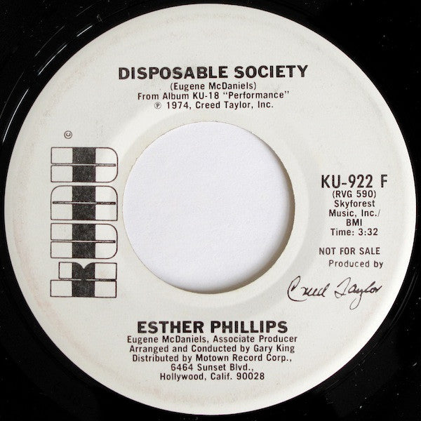 Esther Phillips : Disposable Society (7", Promo)