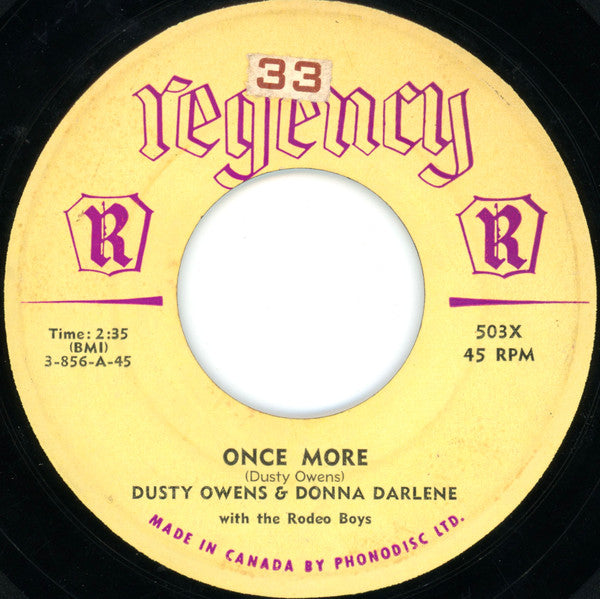 Dusty Owens & Donna Darlene With Rodeo Boys* : Once More / It's Goodbye And So Long (7", Single)