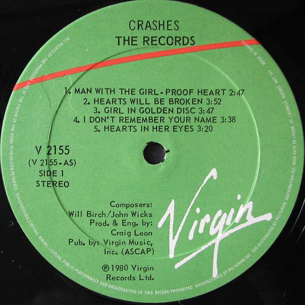 The Records : Crashes (LP, Album)