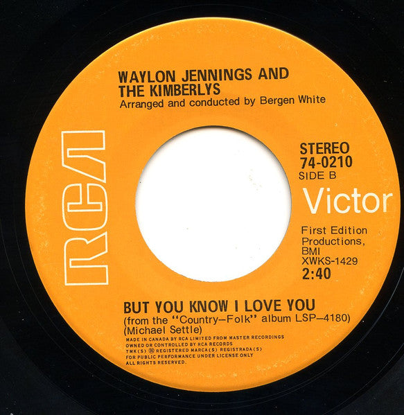 Waylon Jennings And The Kimberlys : Mac Arthur Park / But You Know I Love You (7", Single)