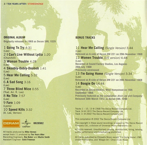 Ten Years After : Stonedhenge (CD, Album, RE, RM)