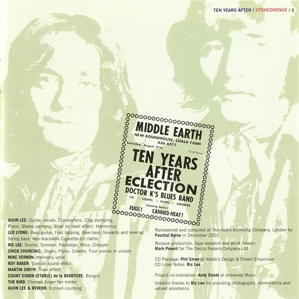 Ten Years After : Stonedhenge (CD, Album, RE, RM)