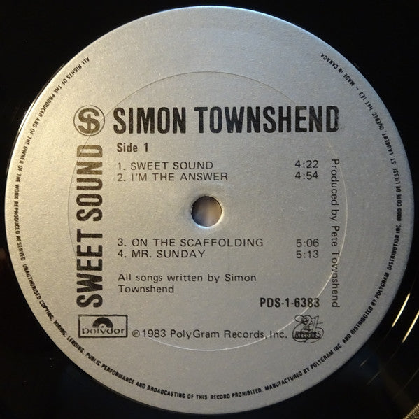 Simon Townshend : Sweet Sound (LP, Album)