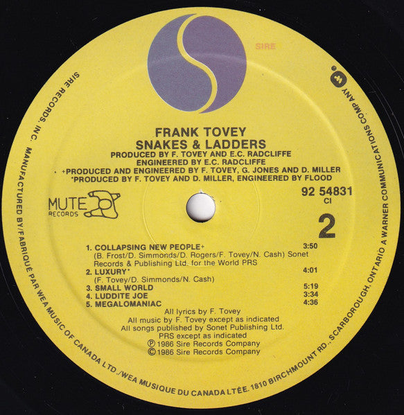 Frank Tovey : Snakes & Ladders (LP, Album)