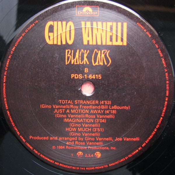 Gino Vannelli : Black Cars (LP, Album, Red)