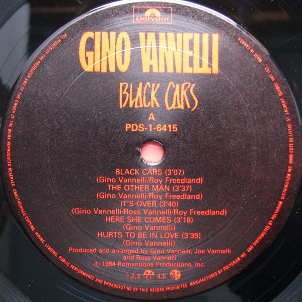 Gino Vannelli : Black Cars (LP, Album, Red)