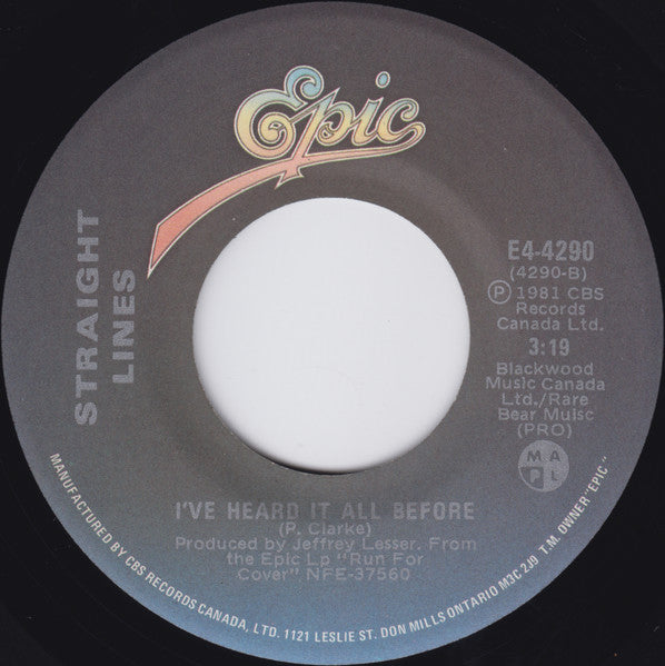 Straight Lines : Letting Go (7", Single)