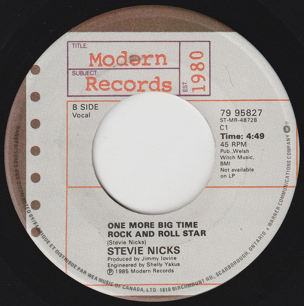 Stevie Nicks : Talk To Me (7", Single)