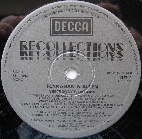 Flanagan And Allen : Yesterday's Dreams (LP, Comp, Mono, RM)