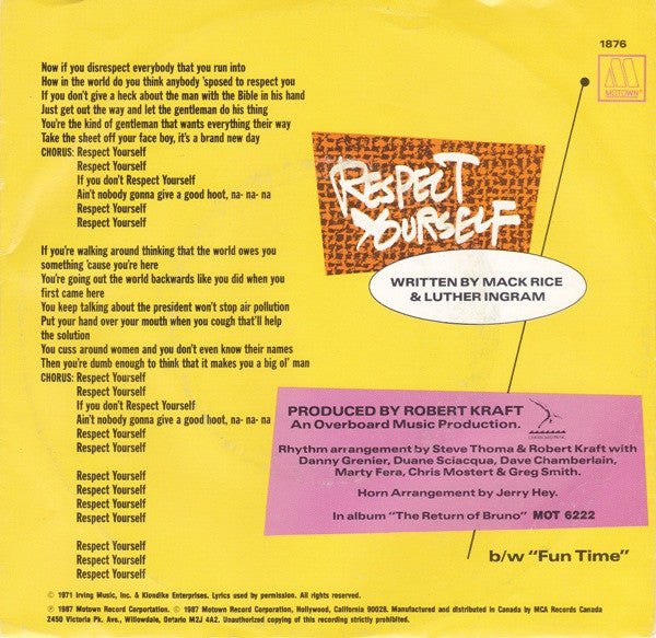 Bruce Willis : Respect Yourself (7", Single)