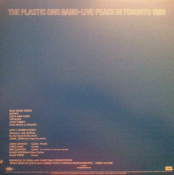 The Plastic Ono Band : Live Peace In Toronto 1969 (LP, Album, RE)