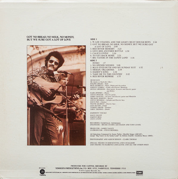 James Talley : Got No Bread, No Milk, No Money, But We Sure Got A Lot Of Love (LP)