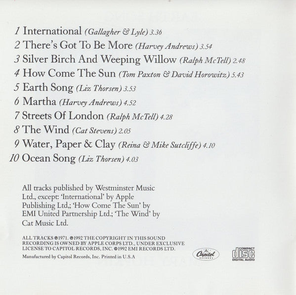 Mary Hopkin : Earth Song / Ocean Song (CD, Album, RE)