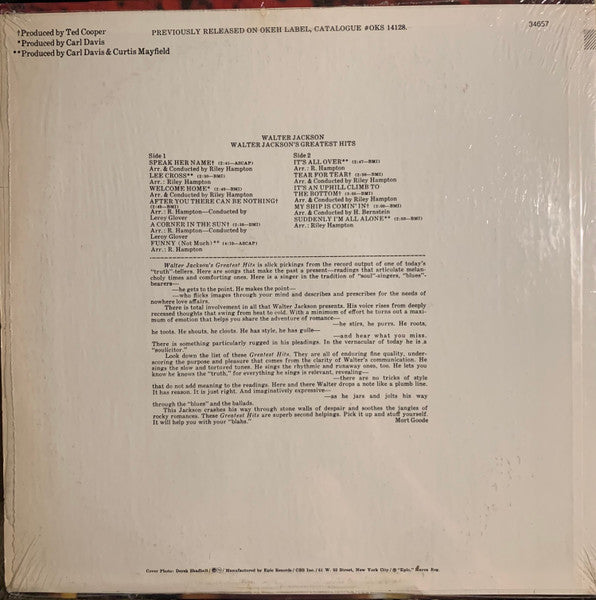 Walter Jackson : Greatest Hits (LP, Comp, RE)
