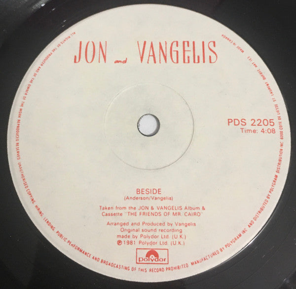 Jon And Vangelis* : I'll Find My Way Home (7", Sol)