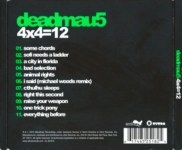 Deadmau5 : 4x4=12 (CD, Album, Mixed, Son)