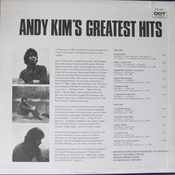 Andy Kim : Andy Kim's Greatest Hits (LP, Comp)