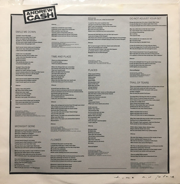 Andrew Cash : Time And Place (LP, Album)