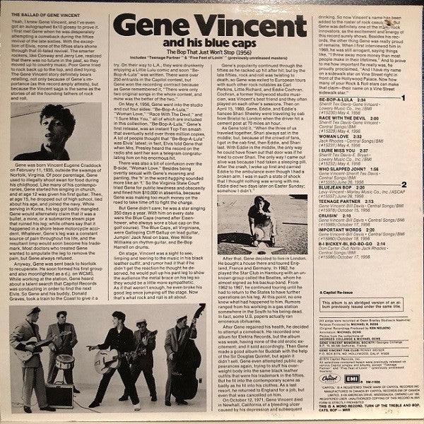 Gene Vincent And His Blue Caps* : The Bop That Just Won't Stop (1956) (LP, Comp, Mono, RE, Abr)