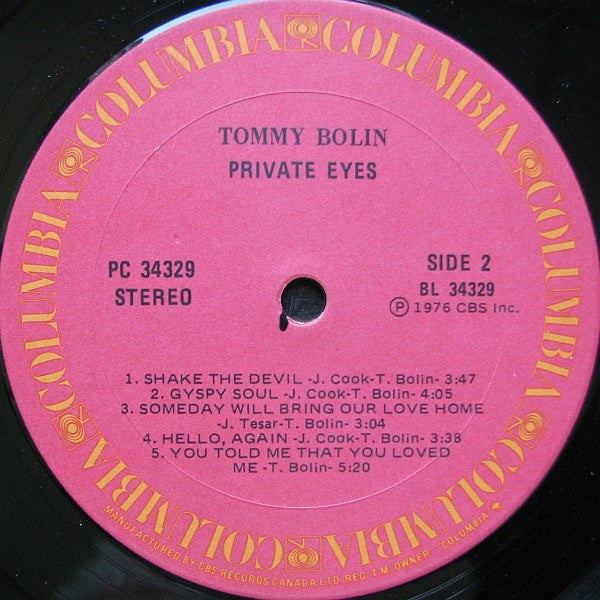 Tommy Bolin : Private Eyes (LP, Album)