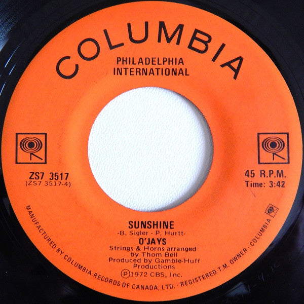 O'Jays* : Back Stabbers / Sunshine (7", Single)