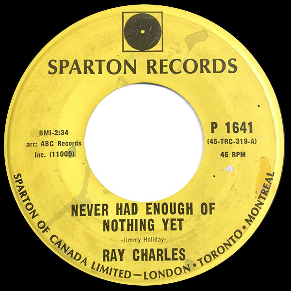 Ray Charles : Yesterday / Never Had Enough Of Nothing Yet (7", Single)