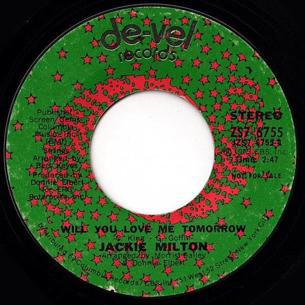 Jackie Milton : You'll Never Know / Will You Love Me Tomorrow (7", Single, Promo)