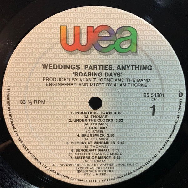 Weddings, Parties, Anything : Roaring Days (LP, Album)
