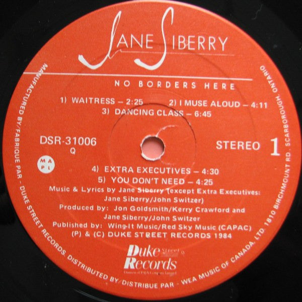 Jane Siberry : No Borders Here (LP, Album)