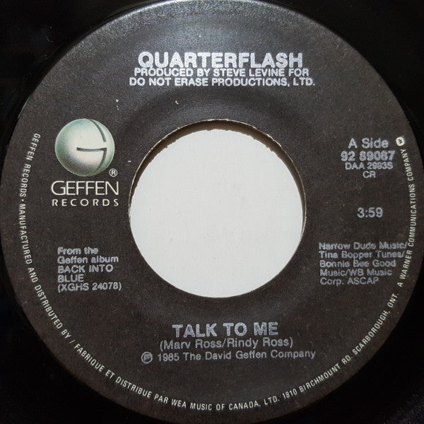 Quarterflash : Talk To Me (7")