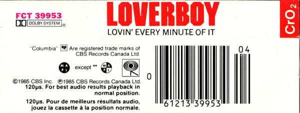 Loverboy : Lovin' Every Minute Of It (Cass, Album)