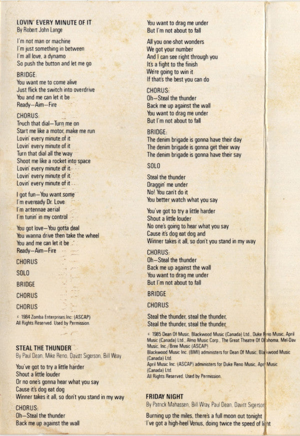 Loverboy : Lovin' Every Minute Of It (Cass, Album)