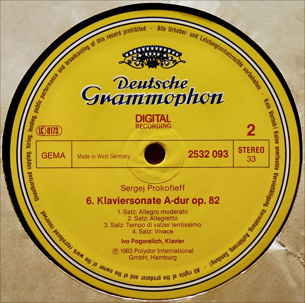 Maurice Ravel / Sergei Prokofiev, Ivo Pogorelich : Gaspard De La Nuit / Piano Sonata = Klaviersonate No. 6 (LP)