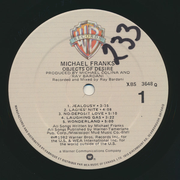 Michael Franks : Objects Of Desire (LP, Album, Promo)