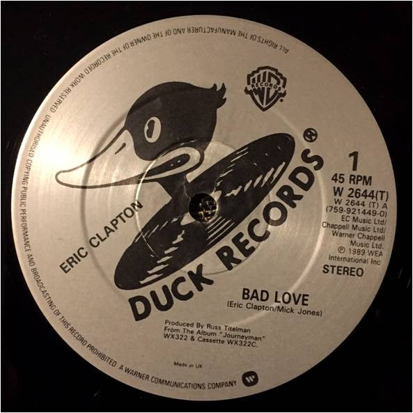 Eric Clapton : Bad Love (12", Single)