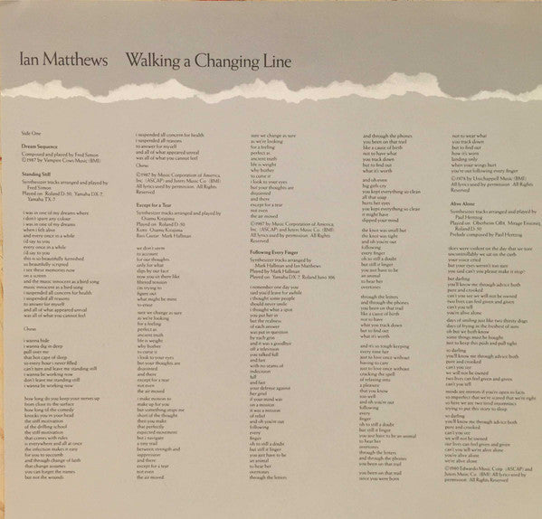 Ian Matthews* : Walking A Changing Line (LP, Album)