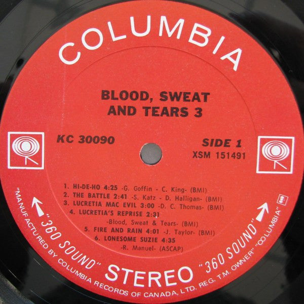 Blood, Sweat And Tears : Blood, Sweat And Tears 3 (LP, Album, Gat)
