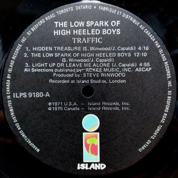 Traffic : The Low Spark Of High Heeled Boys (LP, Album, RE)