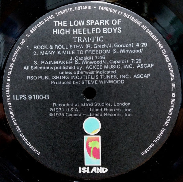 Traffic : The Low Spark Of High Heeled Boys (LP, Album, RE)