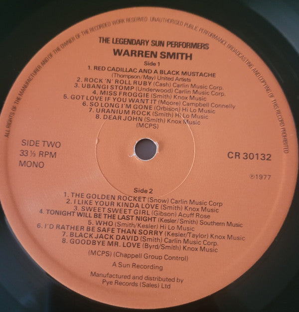 Warren Smith (3) : The Legendary Sun Performers (LP, Comp, Mono)