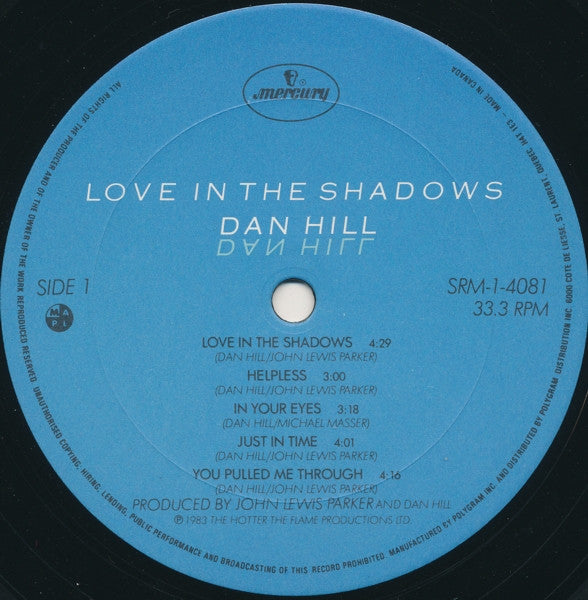 Dan Hill : Love In The Shadows (LP, Album, Gat)