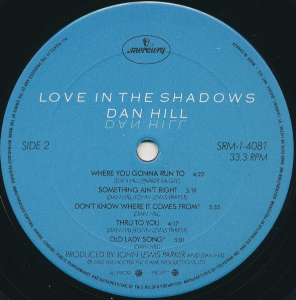 Dan Hill : Love In The Shadows (LP, Album, Gat)