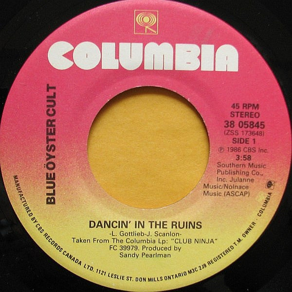 Blue Öyster Cult : Dancin' In The Ruins (7", Single)