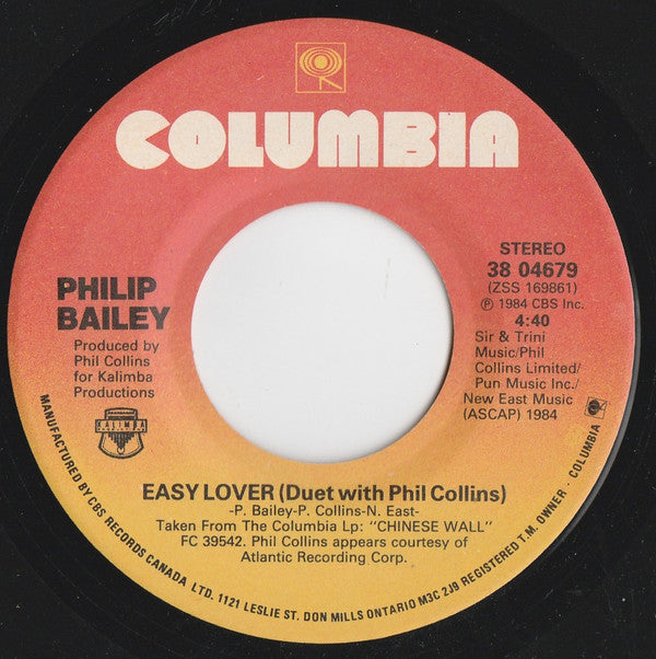 Philip Bailey Duet With Phil Collins : Easy Lover (7", Single)