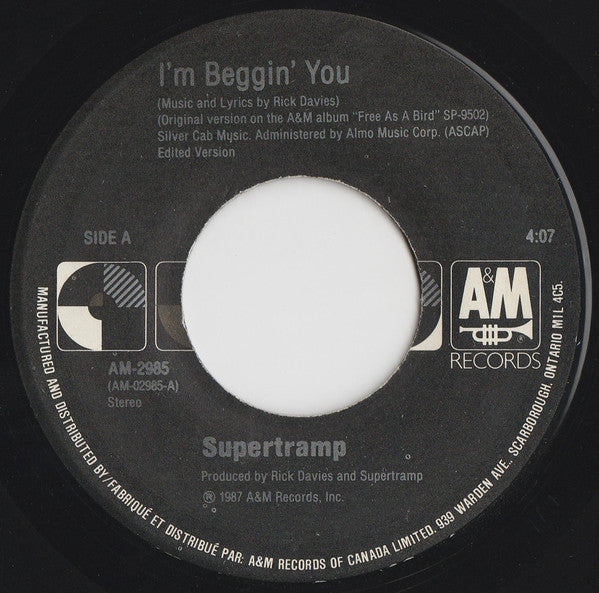 Supertramp : I'm Beggin' You (7", Single)
