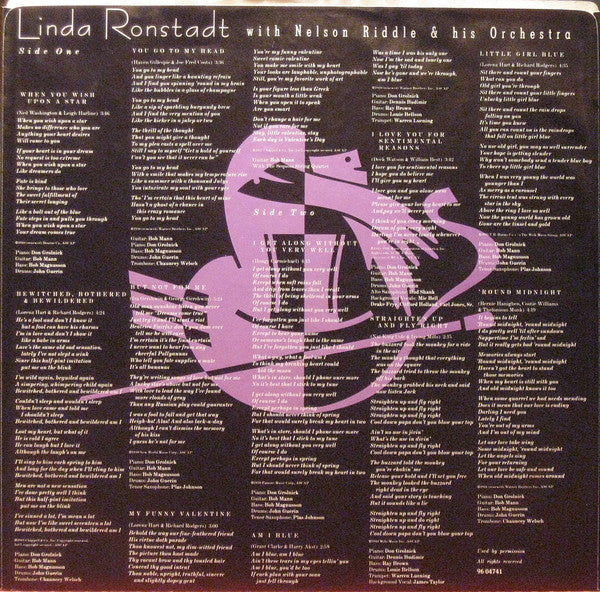 Linda Ronstadt With Nelson Riddle And His Orchestra : For Sentimental Reasons (LP, Album)