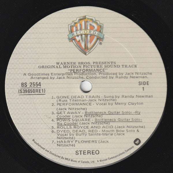 Various : Performance (Original Motion Picture Soundtrack) (LP, Album, RE)