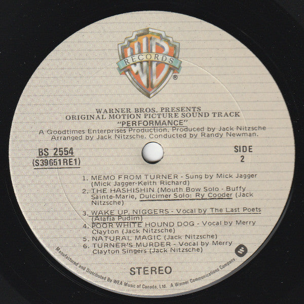 Various : Performance (Original Motion Picture Soundtrack) (LP, Album, RE)