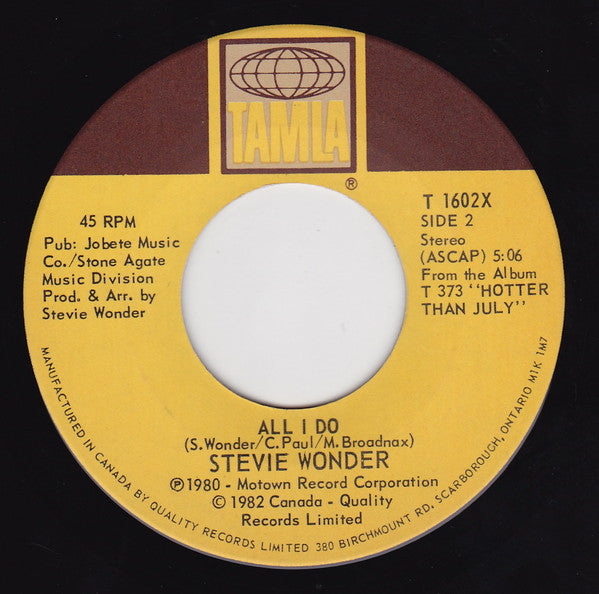 Stevie Wonder : That Girl / All I Do (7", Single)